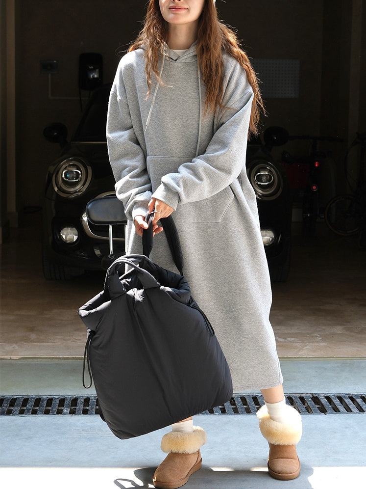 Hooded Sweatshirt Long Dress_BDHL6528