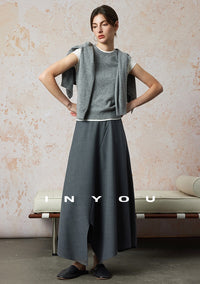 Relaxed Irregular Long Skirt_BDHL6666