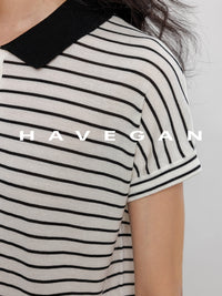 Polo Collar Border Tops_BDHL7232