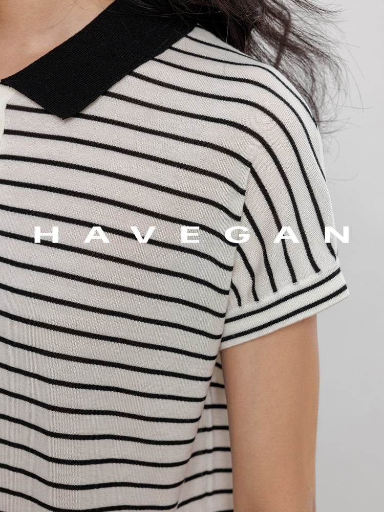 Polo Collar Border Tops_BDHL7232