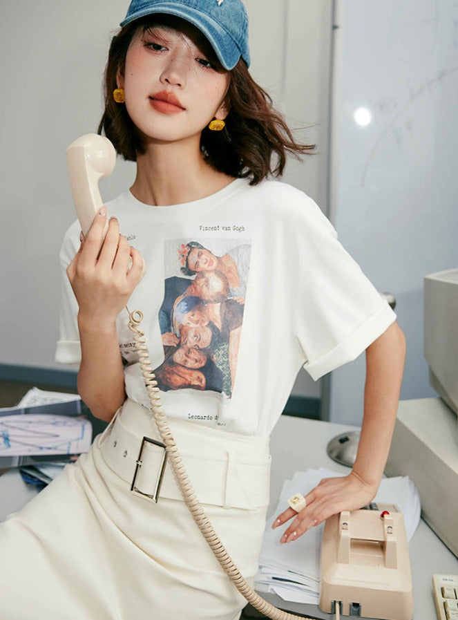 Double-Sided Printed White T-Shirt_BDHL5956