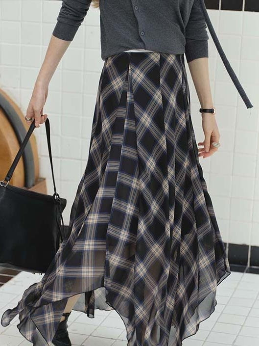 Check Pattern Midi Skirt_BDHL8109