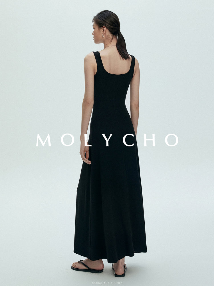 Square Neck Sleeveless Dress_BDHL7397