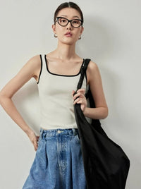 Square Neck Color Blocking Tank Top_BDHL6059