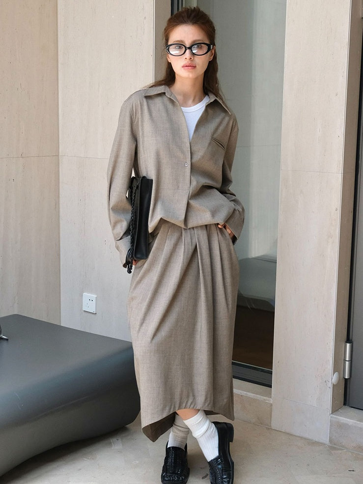 Irregular Pleated Long Skirt_BDHL6523