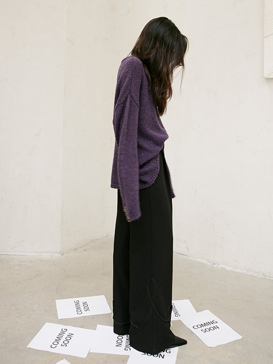 Black Embroidered Straight Pants_BDHL6743
