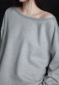 Slanted Shoulder Loose Sweatshirt_DI100382