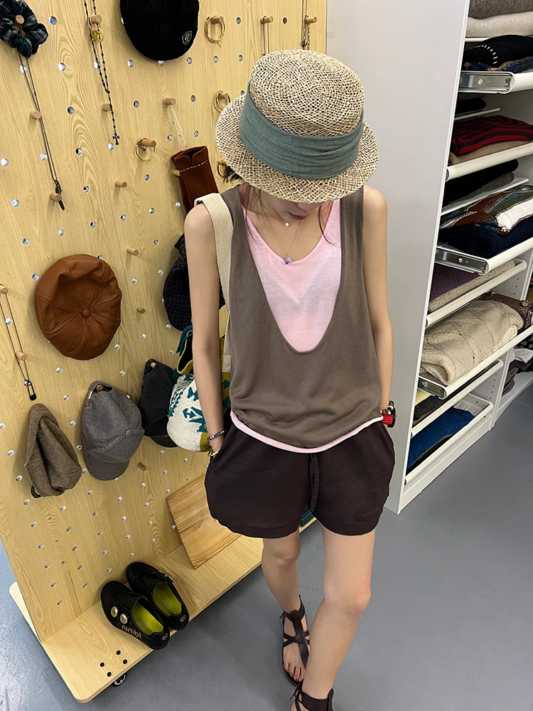 Two-Piece Style Sleeveless Tops_BDHL7408