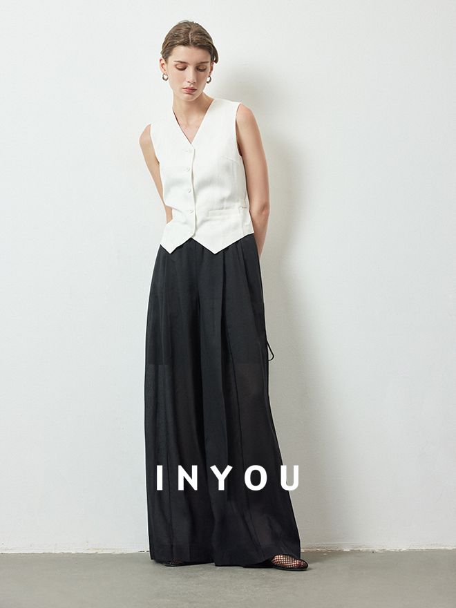 High Waist Draped Mop Pants_BDHL6150