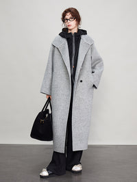 Stand Collar Long Cocoon Coat_BDHL6683