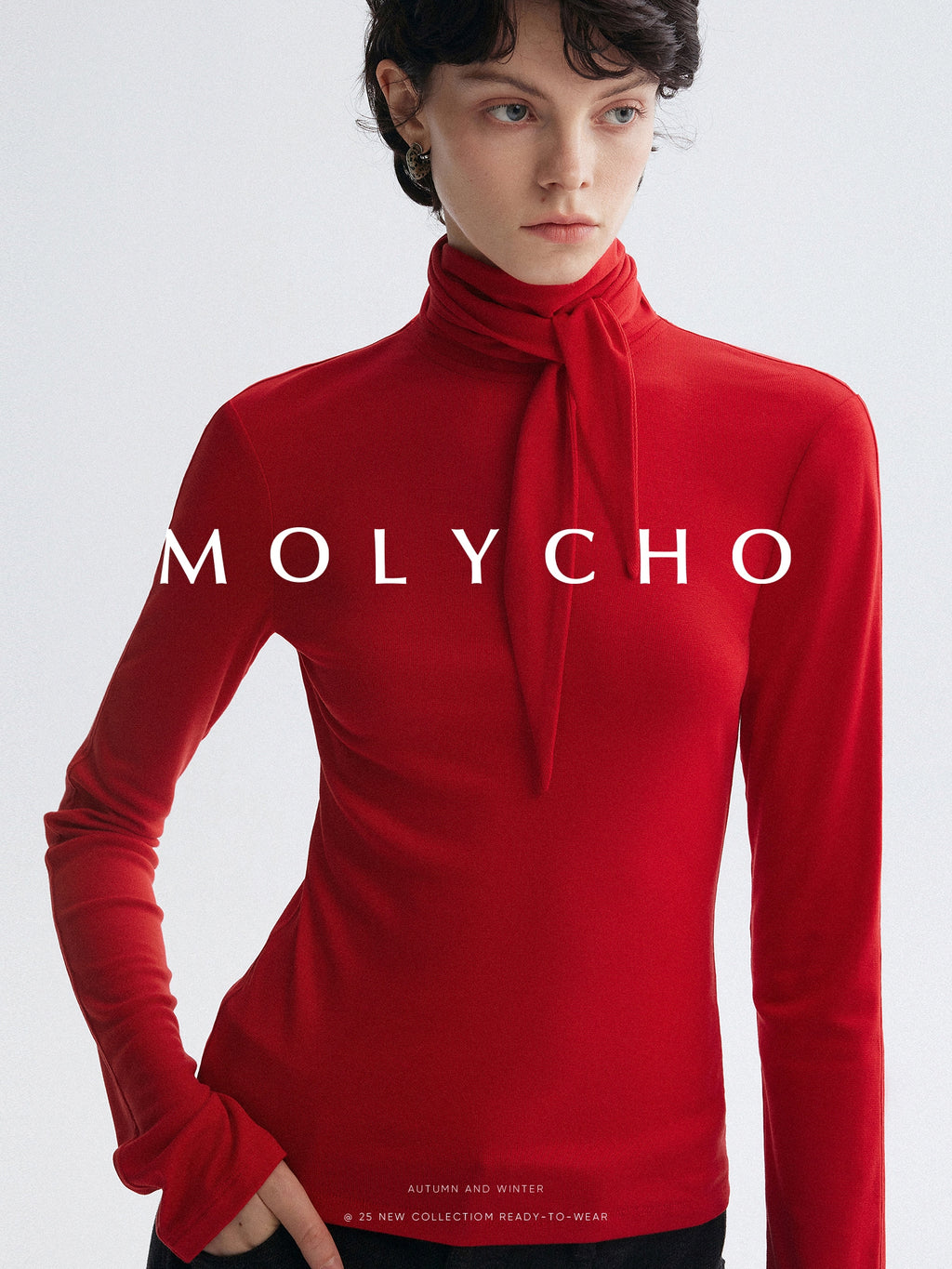 高領繫帶上衣_BDHL7951