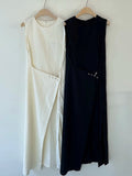 Side Buckle Sleeveless Dress_BDHL7566