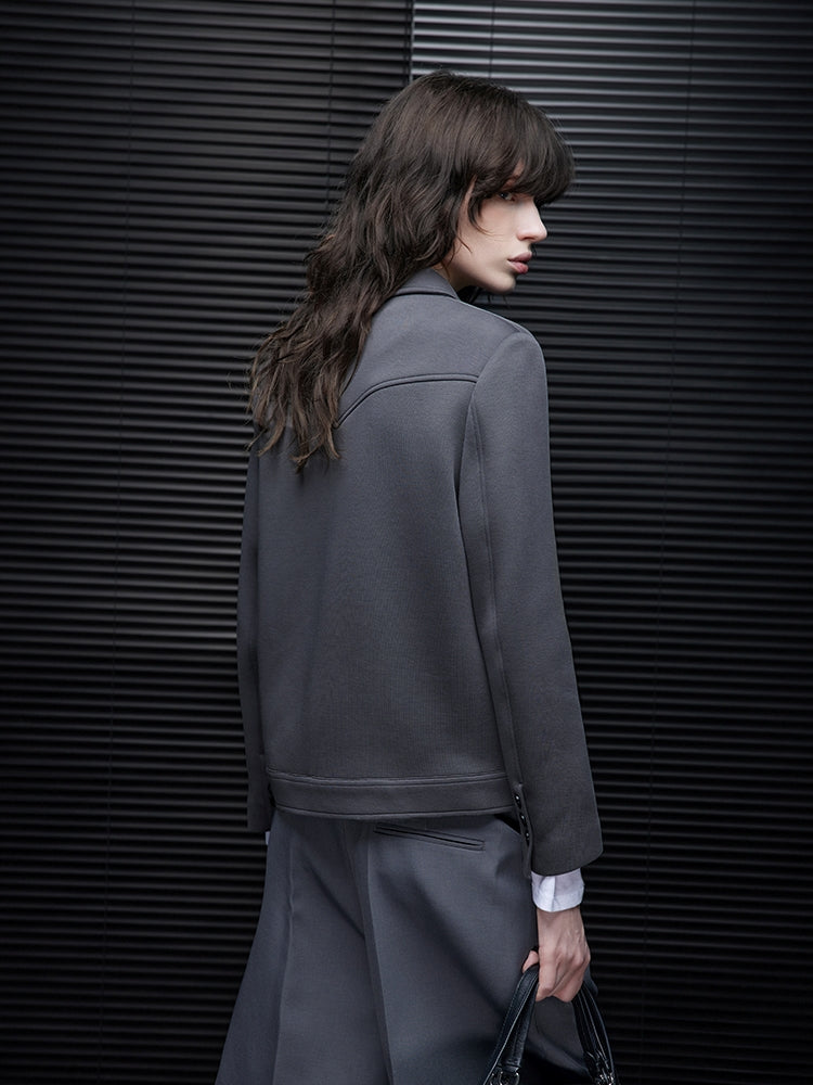 Gray Lapel Suit Jacket_BDHL7792