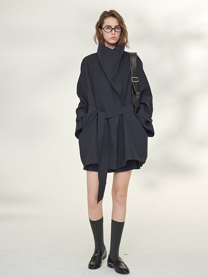 Tide Drawstring Short Trench Coat_BDHL7735