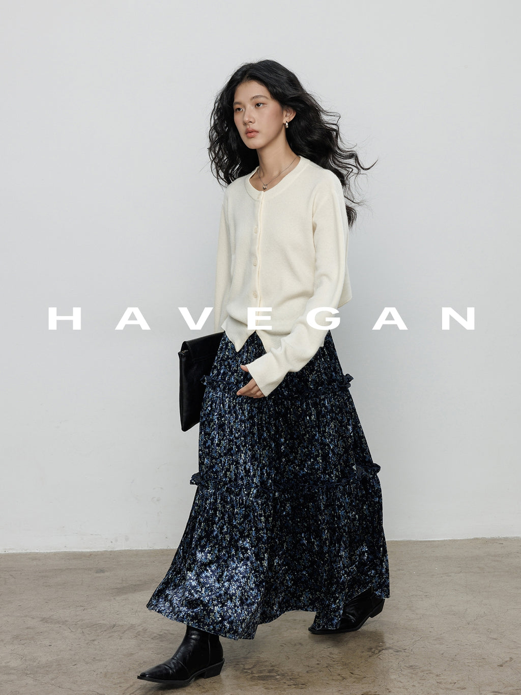 Retro Floral Print A-Line Skirt_BDHL7897