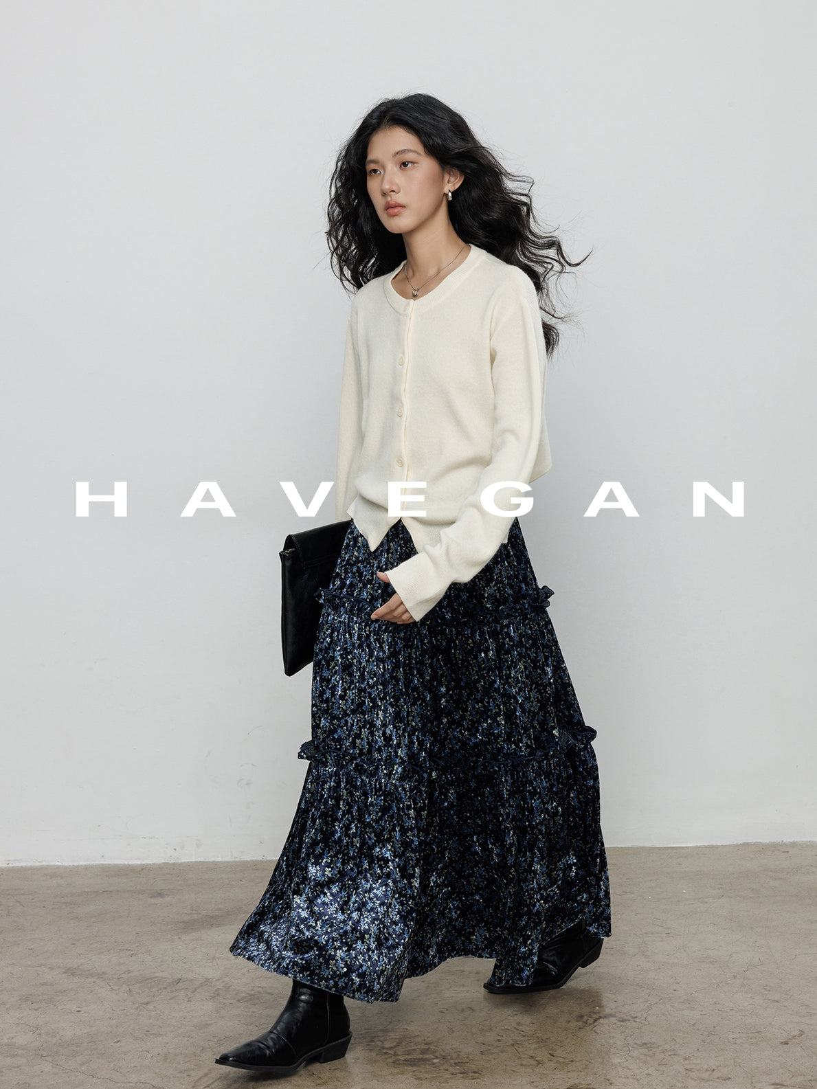 Retro Floral Print A-Line Skirt_BDHL7897