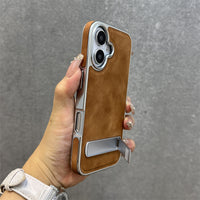 Sleek Edge Metallic Phone Case Shockproof with Hidden Support_HL3264