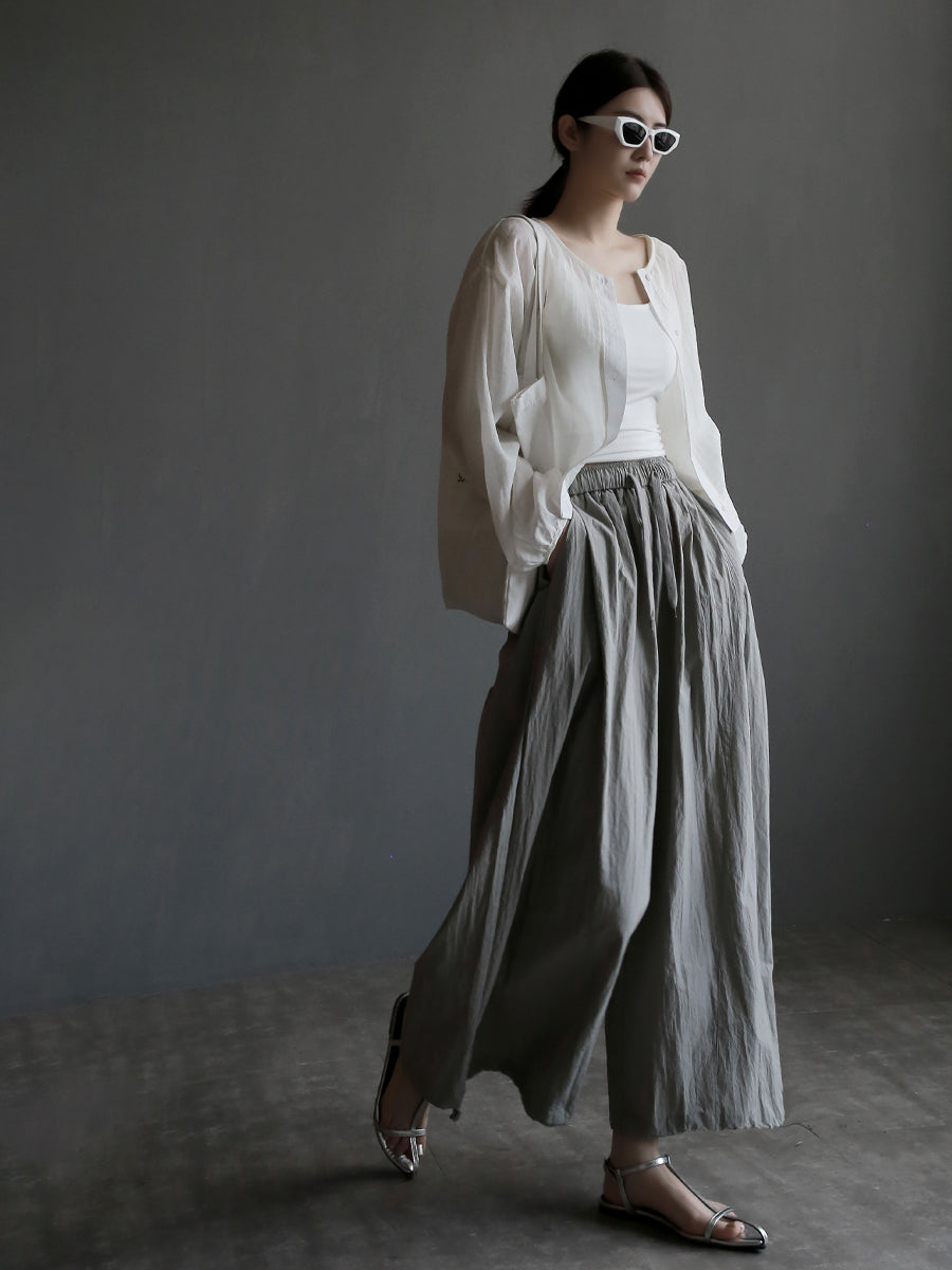 Thin Drawstring Wide Pants_BDHL7580