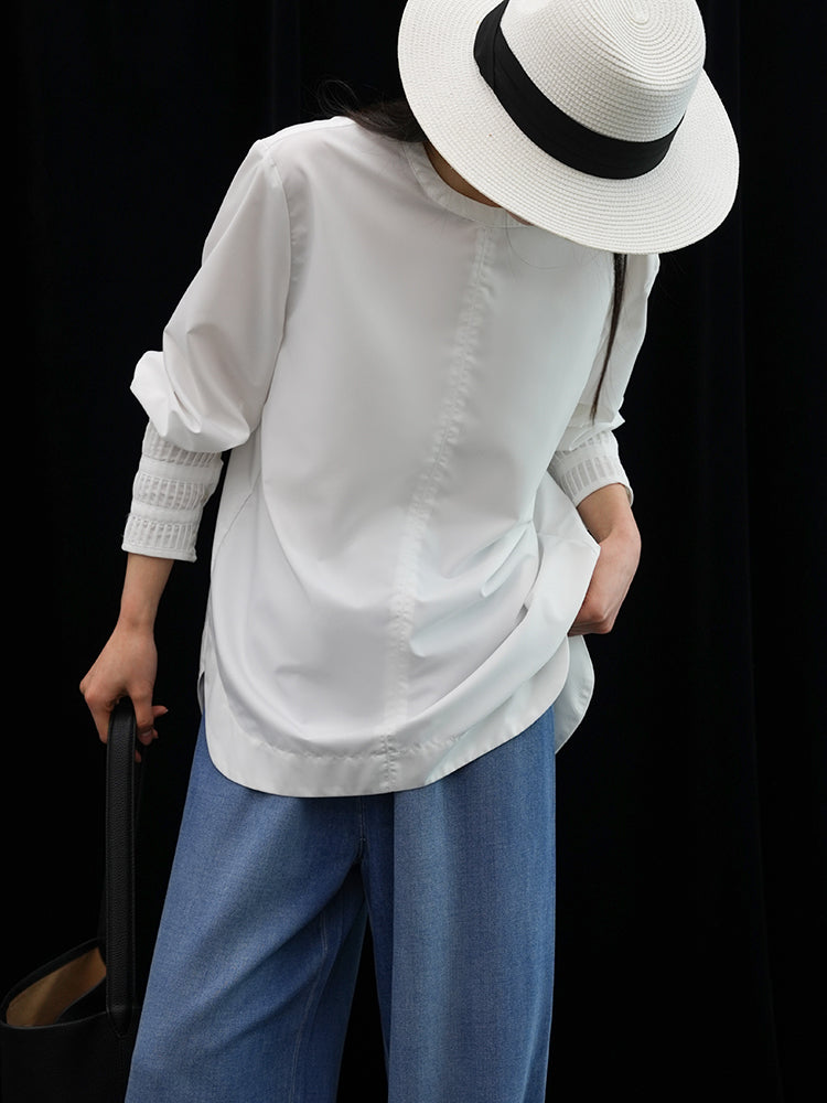 Round Hem Long Sleeved Shirt_BDHL7255