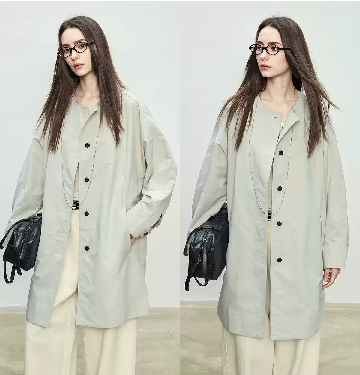 Collarless Long Windbreaker_BDHL7102