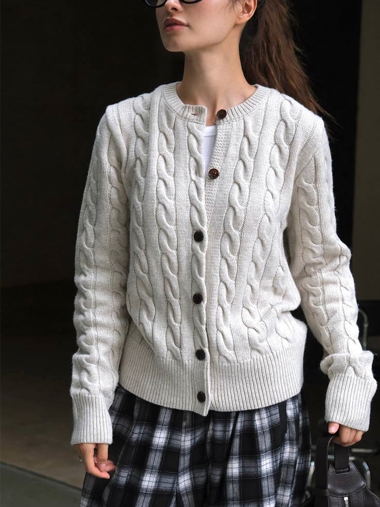 Retro Twisted Knit Cardigan_BDHL6529