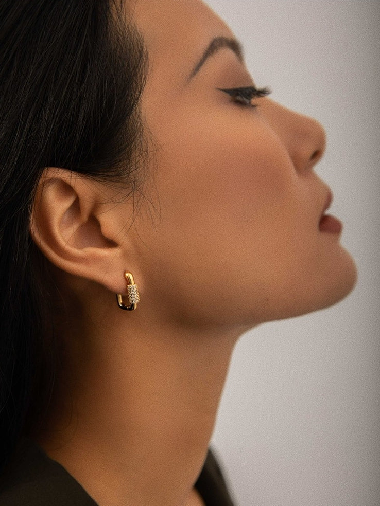 Square French Style Pierced Earrings_BDHL8014