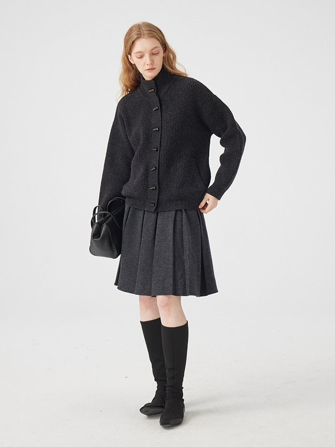 立領羅紋針織開襟衫_BDHL8117