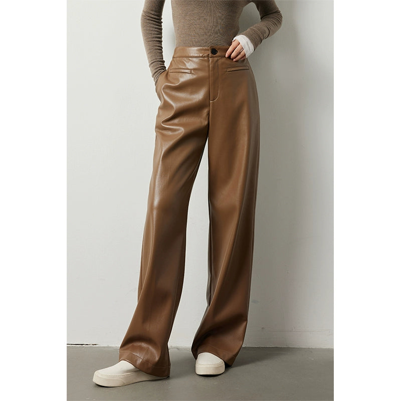 PU leather wide leg pants_BDHL5479 - HELROUS