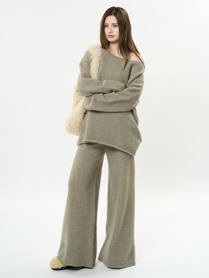 Fluffy Wide-Leg Knit Pants_BDHL6893