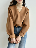 Loose-Fitting V-Neck Sweatshirt_BDHL8042