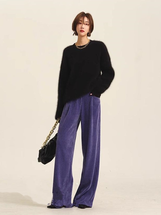 Fluffy Round Neck Sweater_BDHL6831