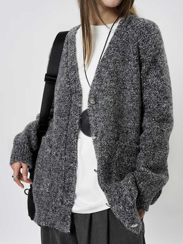 V-Neck Sequin Knit Thick Cardigan_BDHL6895