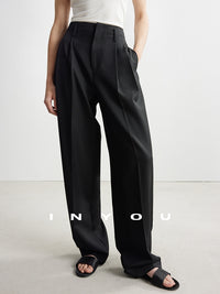 High Waist Tucked Straight Pants_BDHL6952