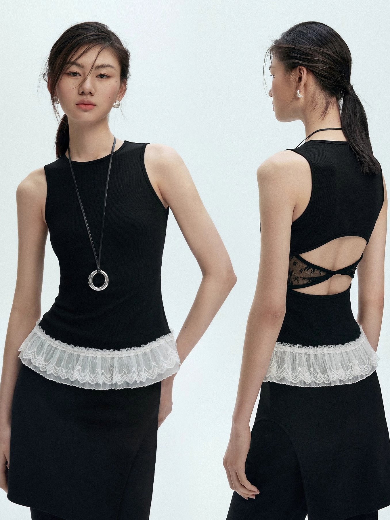 Lace Hem Lace Backless Tops_BDHL7425