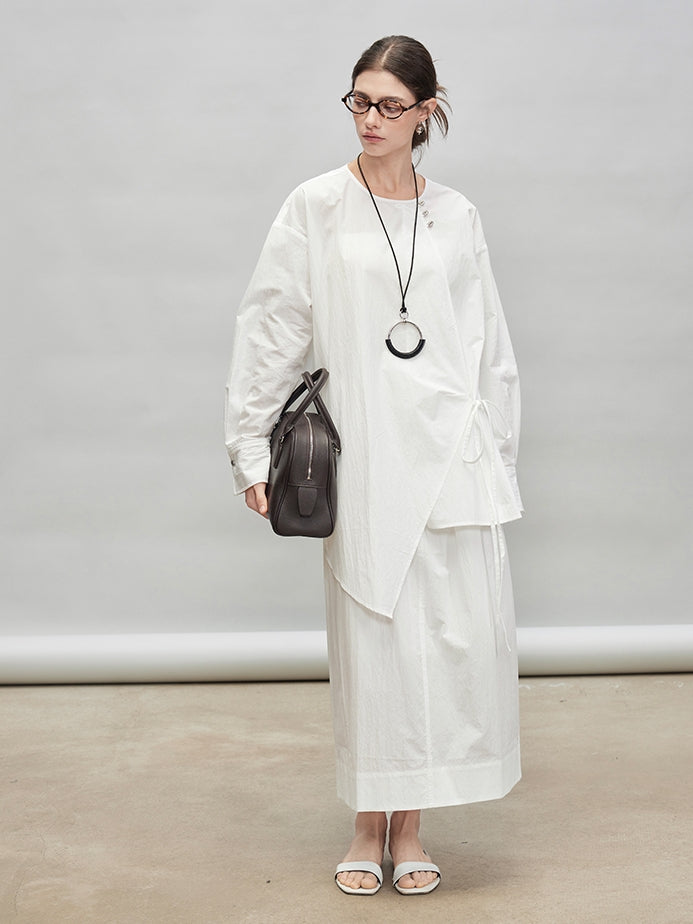 Asymmetric Shirt Or Straight Tube Skirt_BDHL7277