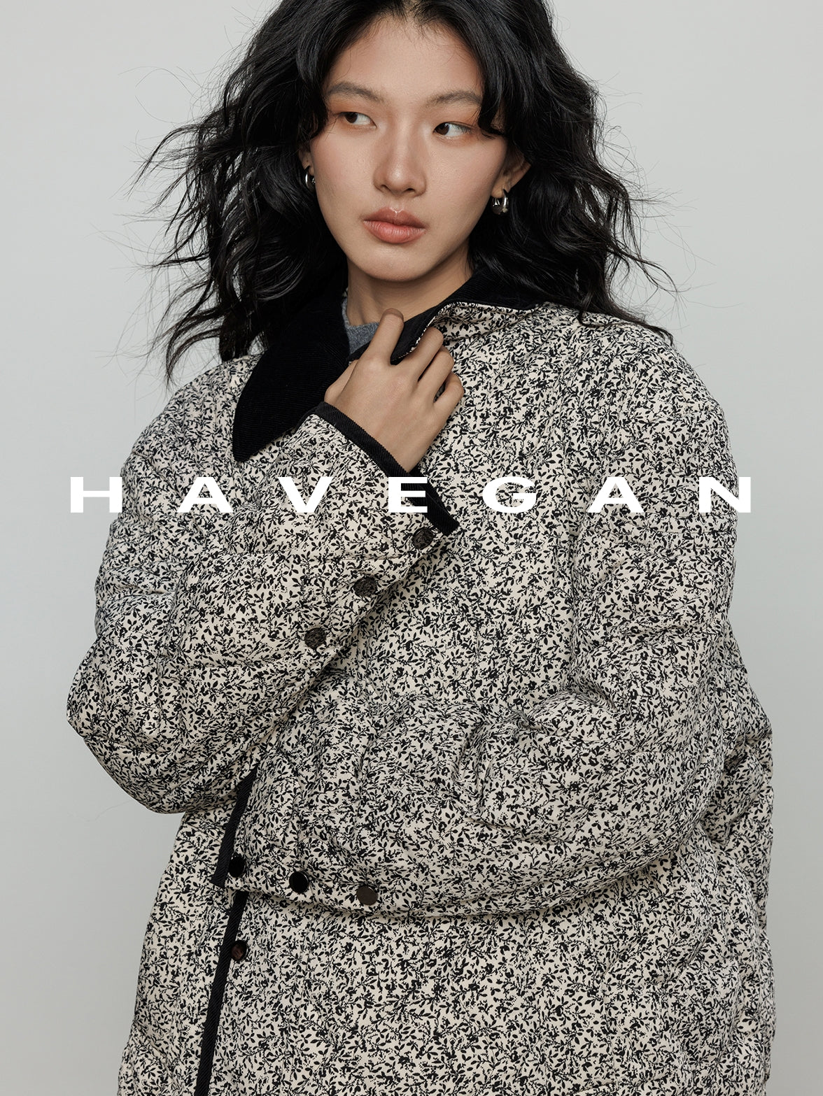 翻領花卉羽絨衣_BDHL7887