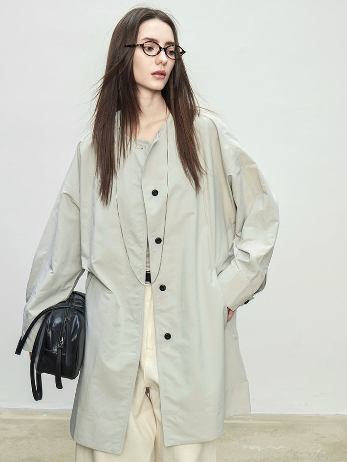 Collarless Long Windbreaker_BDHL7102