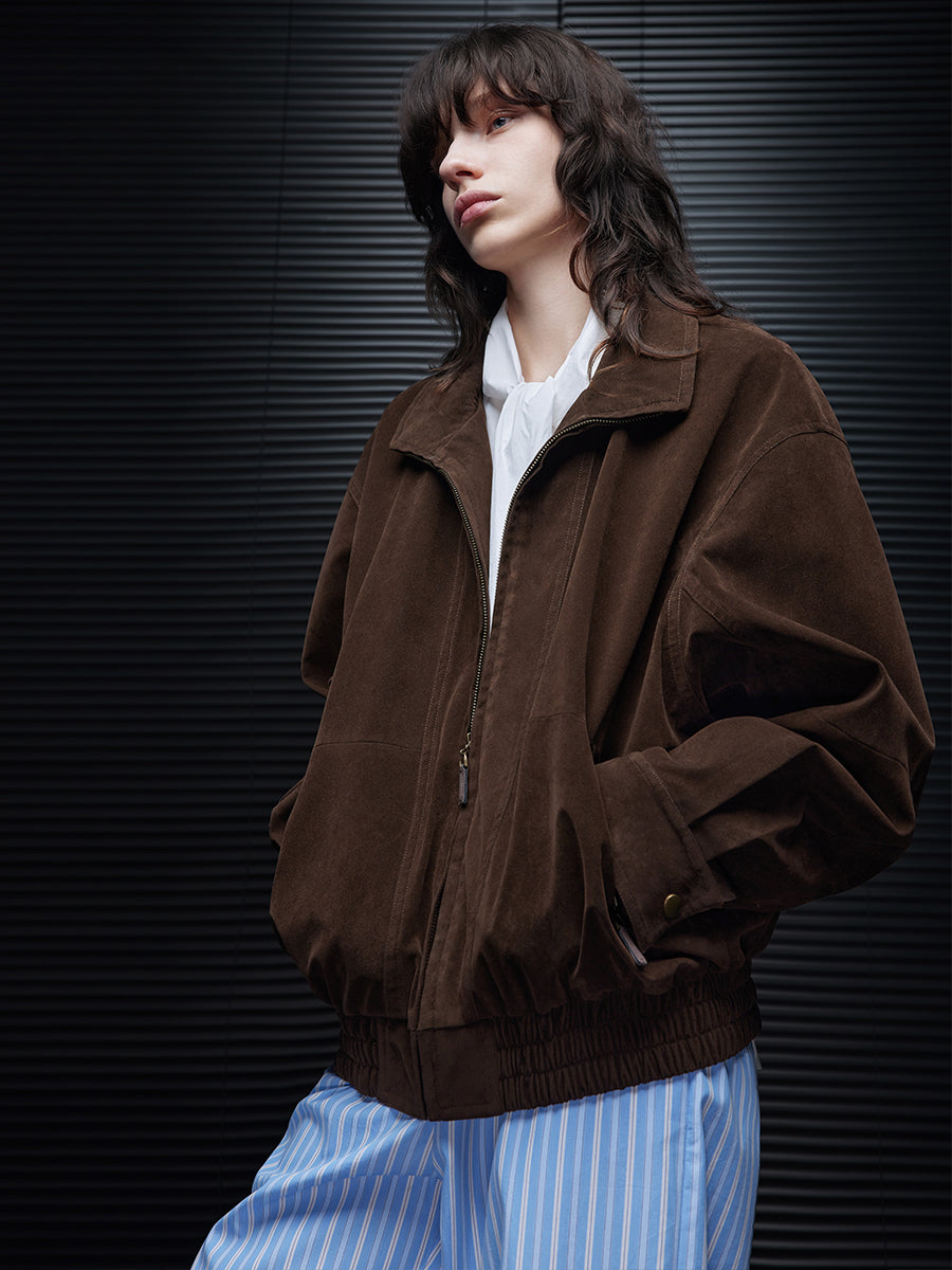 Stand-Collar Suede Jacket_BDHL7797