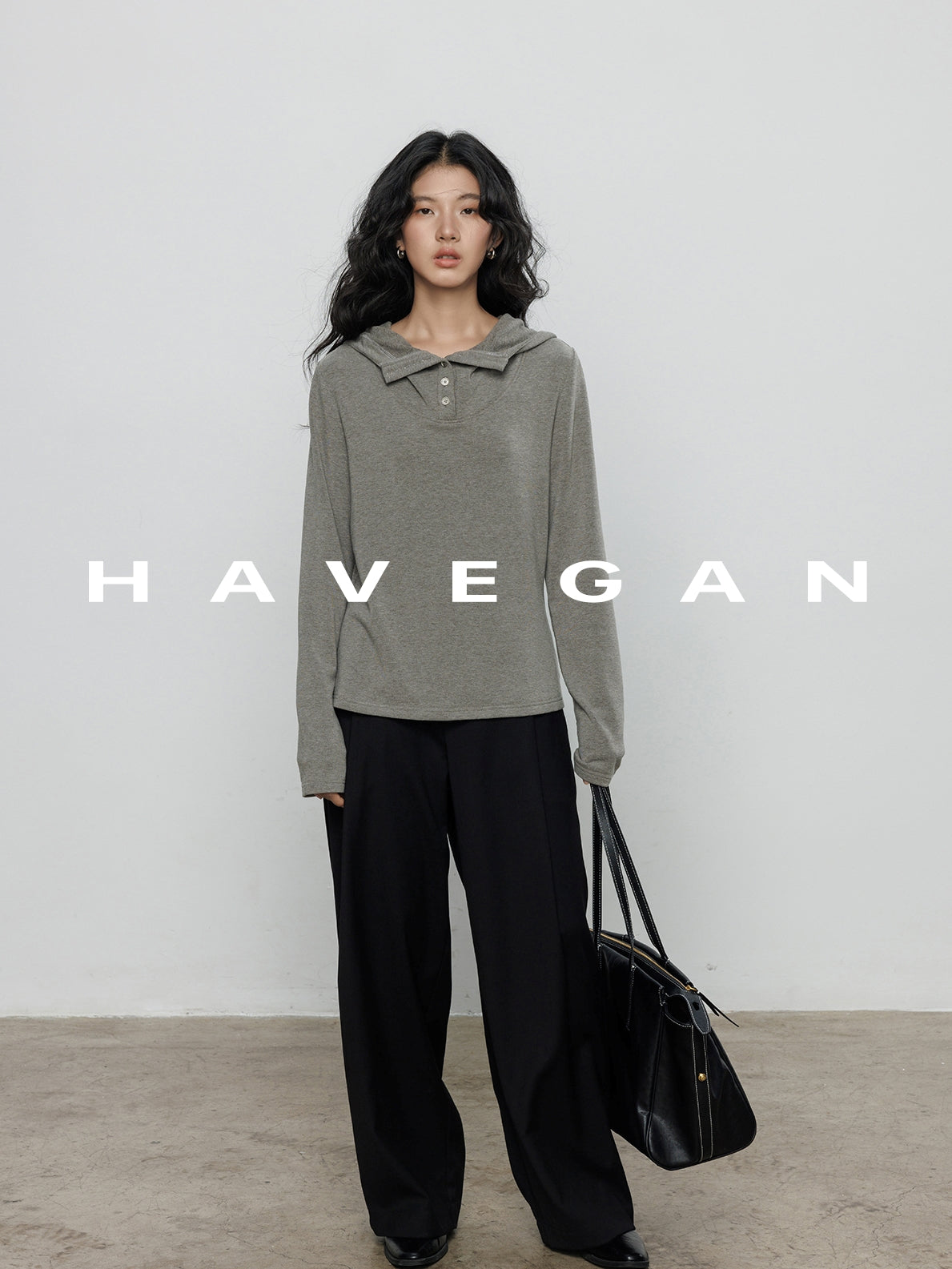 Hooded Long-Sleeved Knitted Tops_BDHL7898