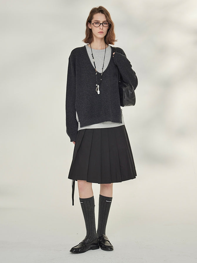 Two-Piece Style U-Neck Knit Tops_BDHL7746