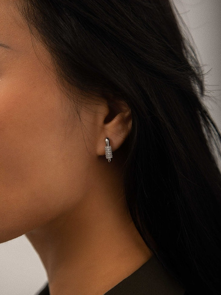 Square French Style Pierced Earrings_BDHL8014