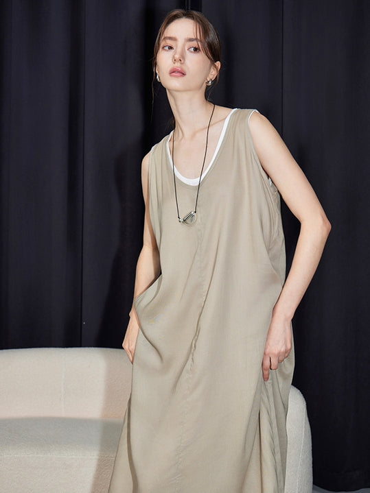 U-Neck Sleeveless Dress Set_BDHL7599