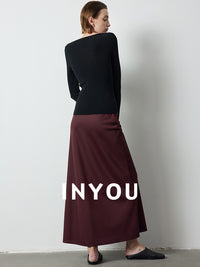 Tucked Straight Long Skirt_BDHL6387