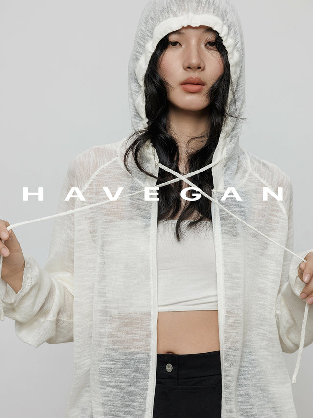 Hooded Sheer Knitted Cardigan_BDHL7058