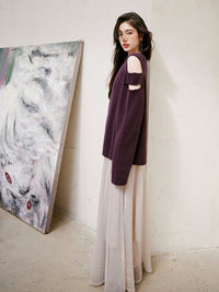 Purple Shoulder Cut-out Sweater_BDHL6746