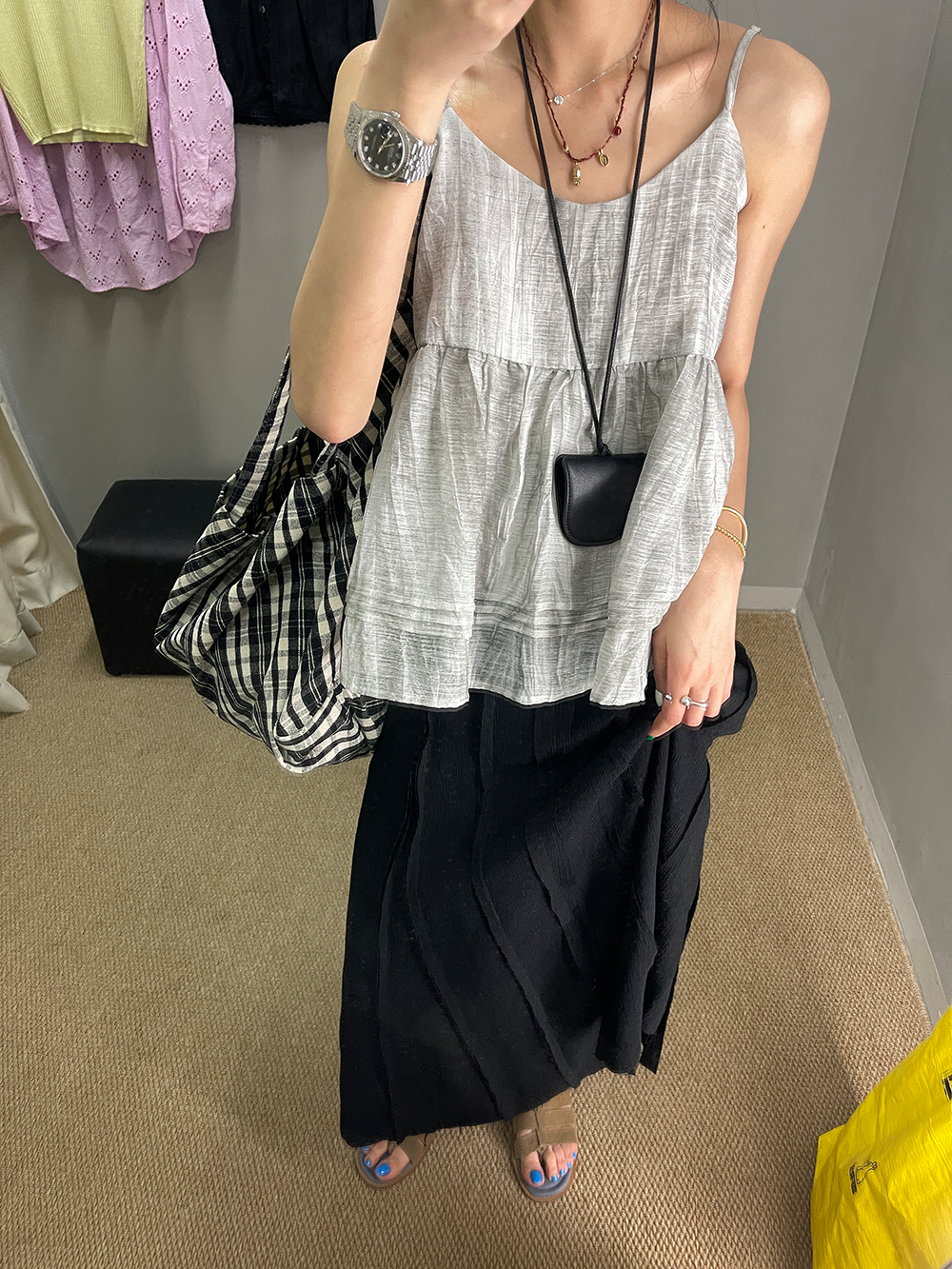 Splicing Draped A-Line Skirt_BDHL7542