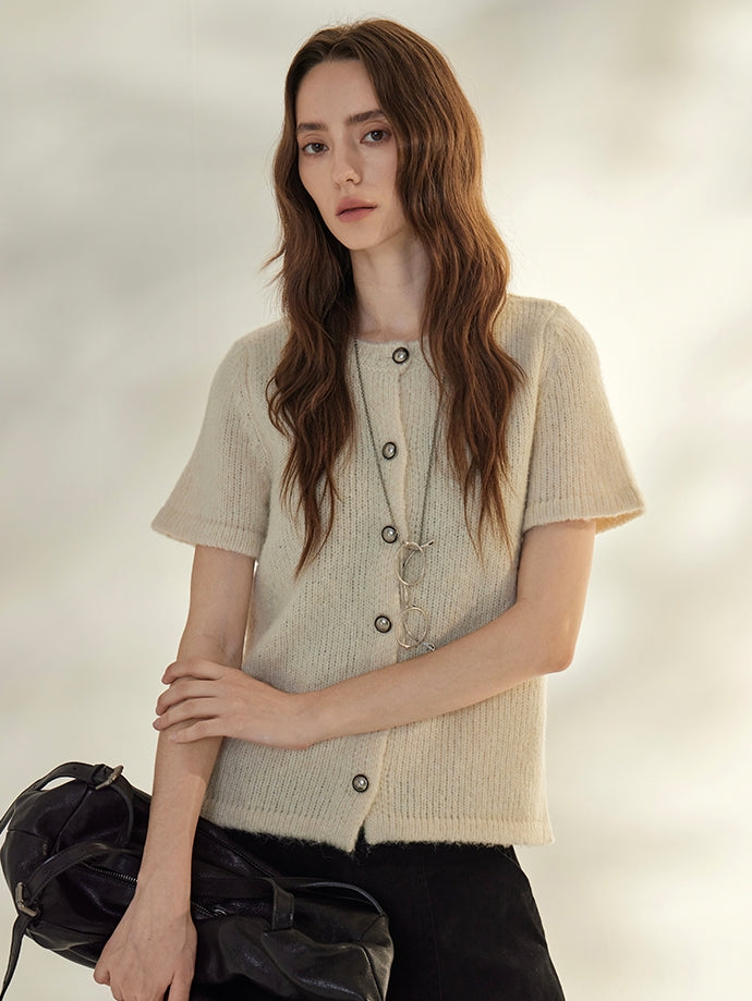 Round-Neck Knit Cardigan_BDHL7736