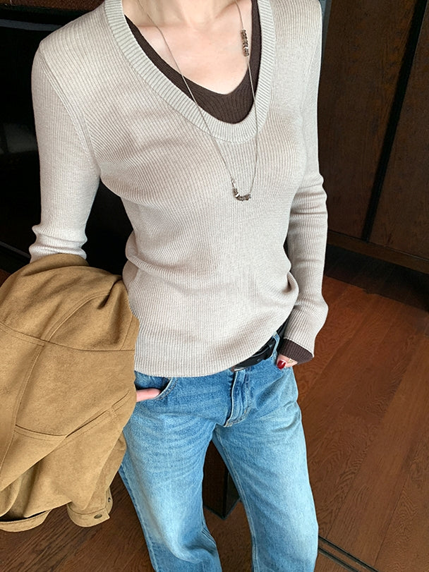 Fake two-Piece Style Slim Knit_BDHL7840