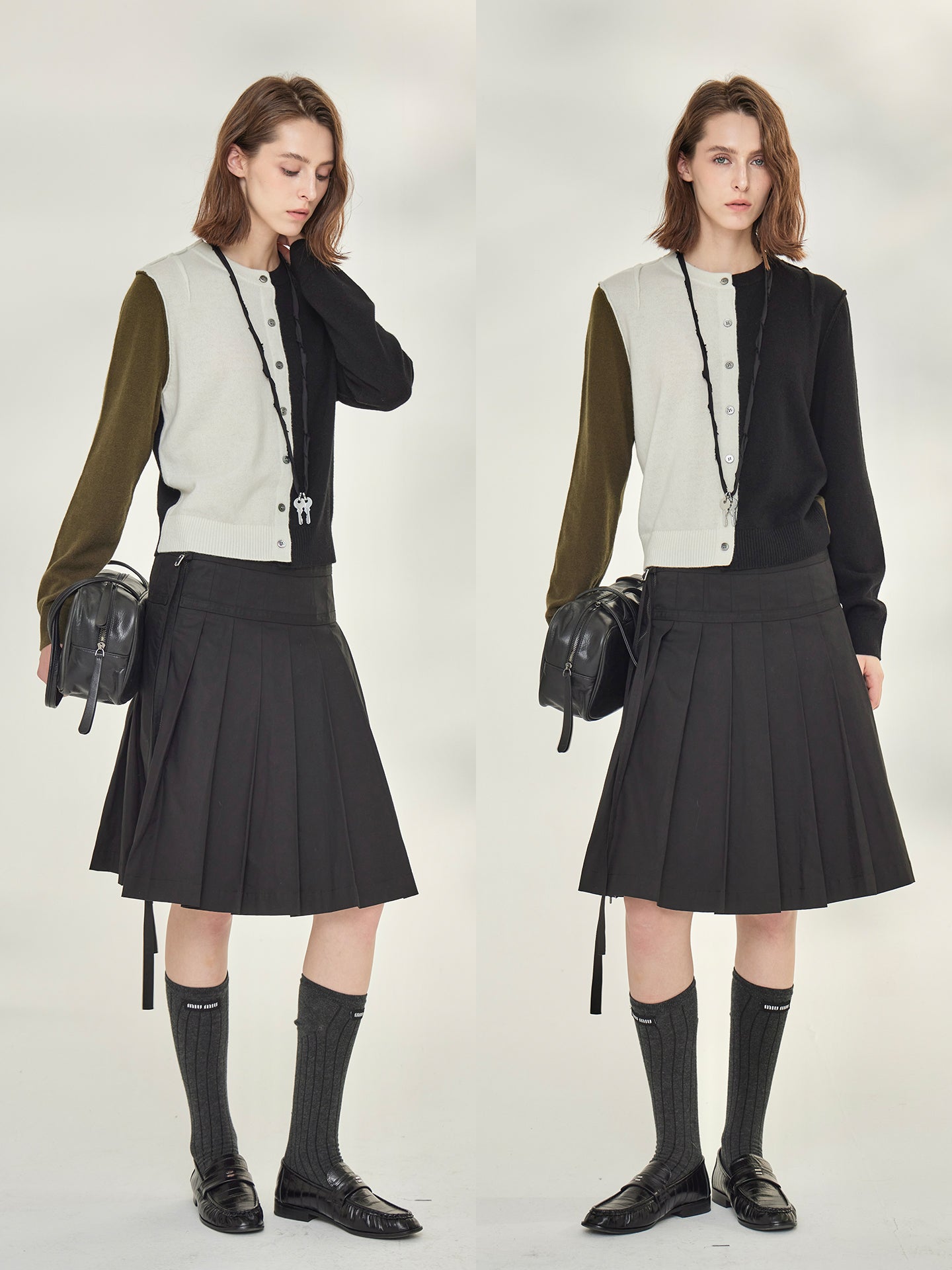 Contrast-Color Knit Cardigan_BDHL7745
