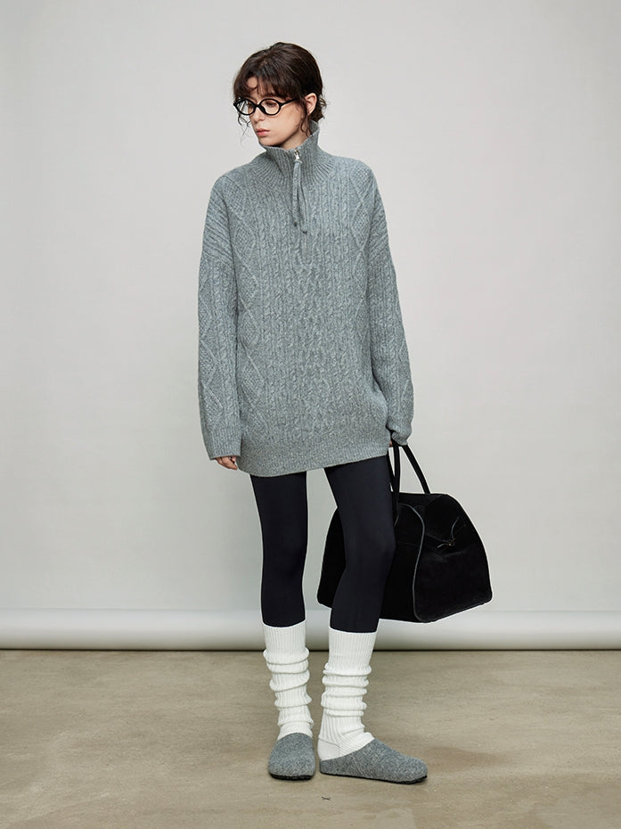 Stand Collar Half-Zip Tops_BDHL7936